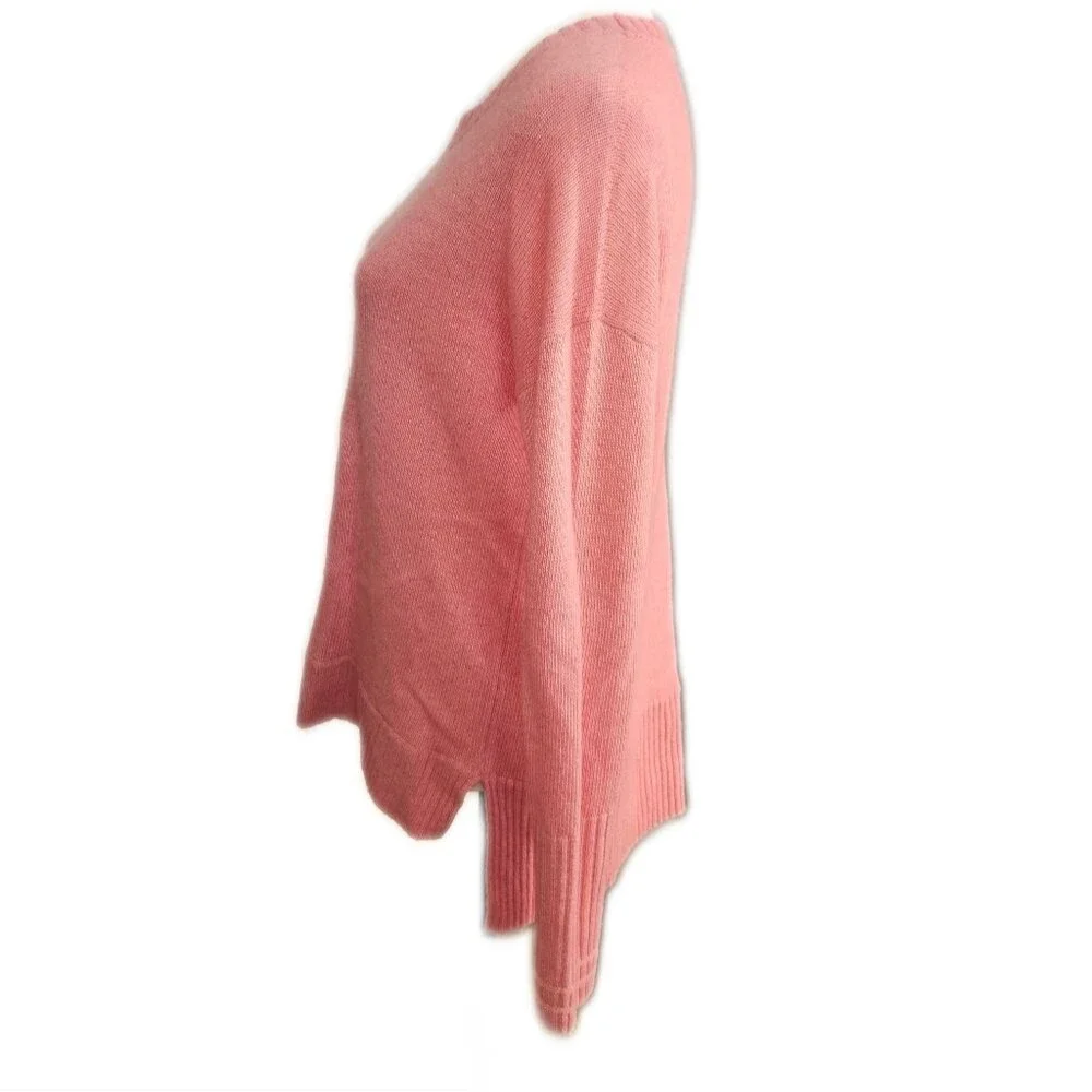 J. Crew Carnation Pink Crew Neck Split Hem Fine Knit Sweater, S